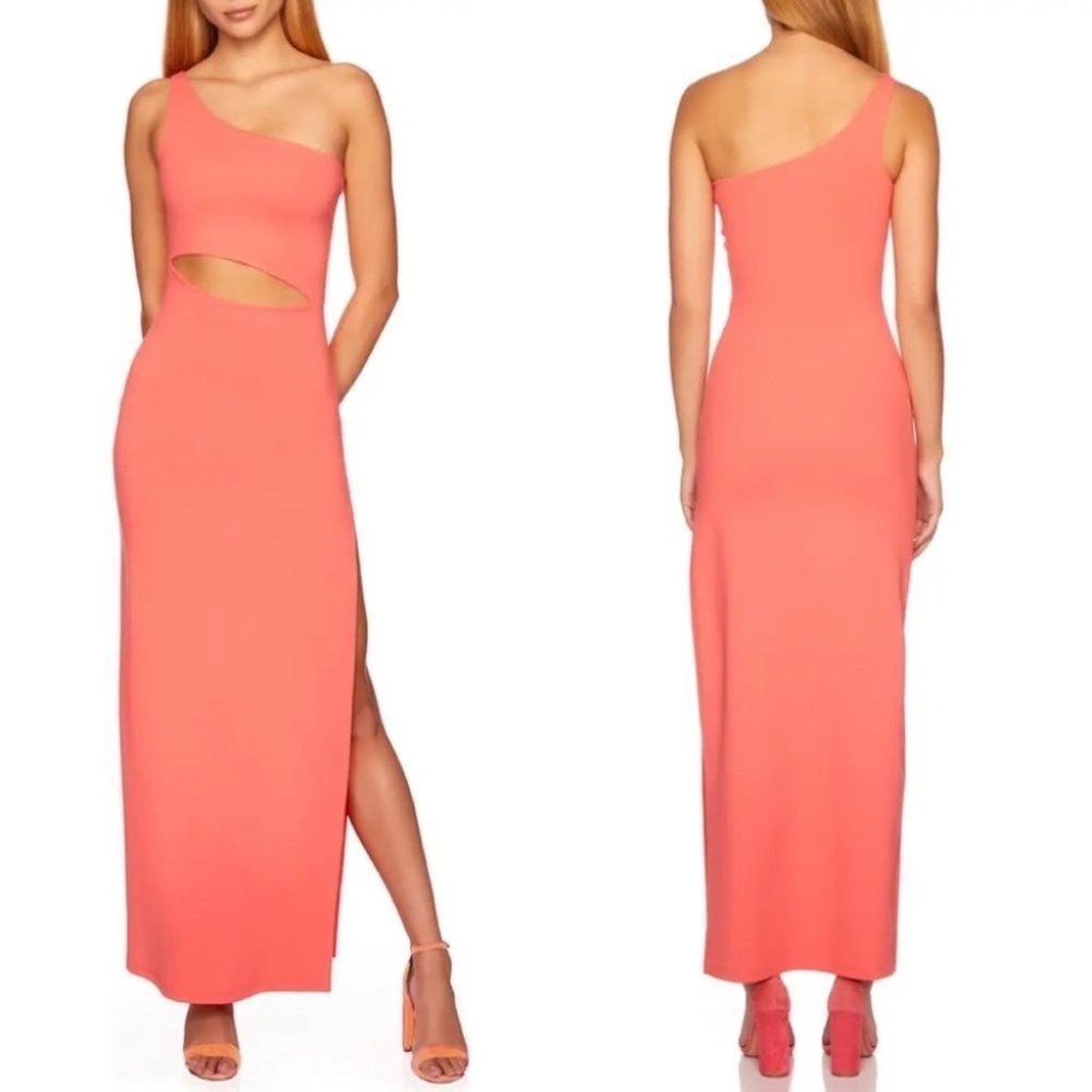 Susana Monaco One-Shoulder Cutout High Slit Maxi Dress in Cosmo S